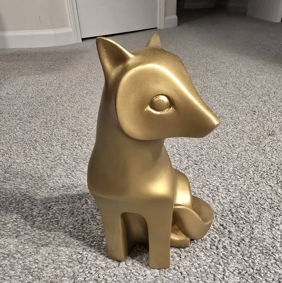 Gold Fox Resin Statue Angular Geometric Abstract Modern - Picture 3 of 7